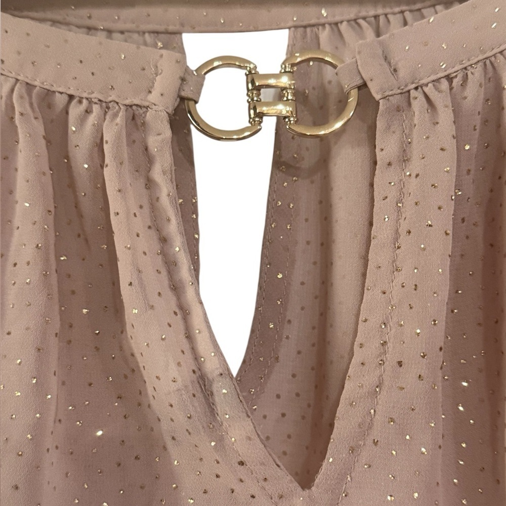 Jennifer Lopez JLOSparkling Blush Champagne Sheer Blouse Size XL - Picture 5 of 9